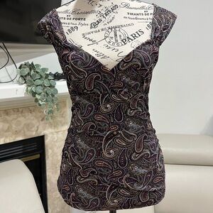 Vintage MICHAEL Michael Kors Paisley Sweetheart Neckline Shirt